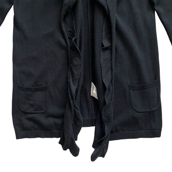 MaxMara Silk Cotton Blend Ruffle Open Front Waterfall Cardigan in Black Size M - Picture 4 of 10